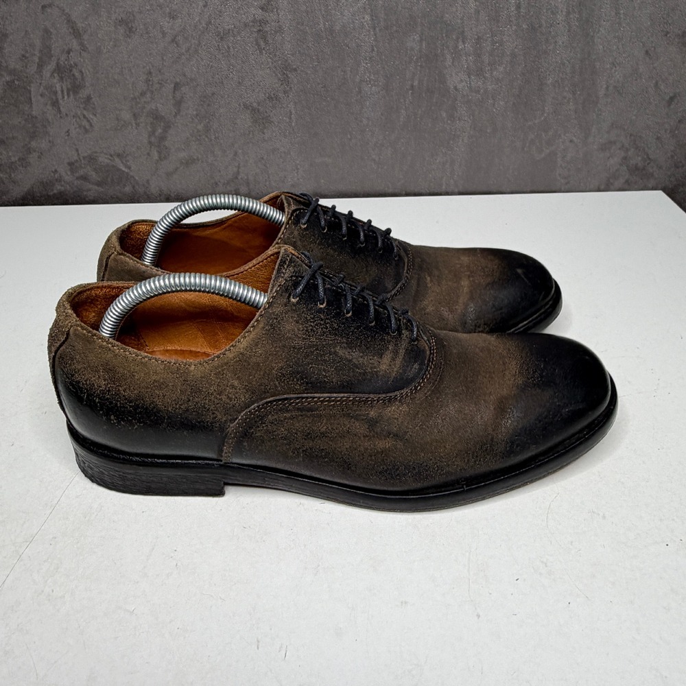 Barneys New York Oxford Shoes Men 9M Brown Distressed Suede Made‎ in Italy